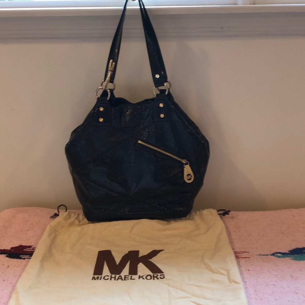 Black patent leather tote/large satchel